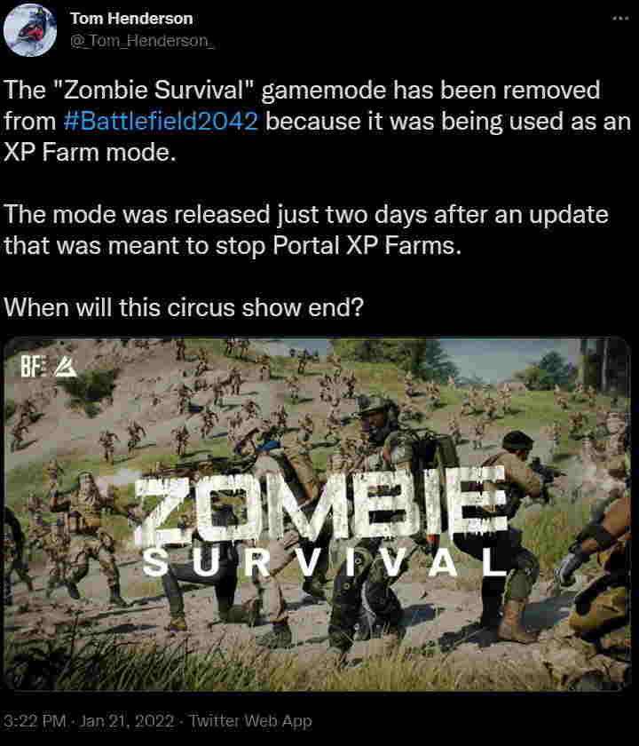 Zombie Mode Removed From Battlefield 2042 Mere Day After Introduction - picture #2