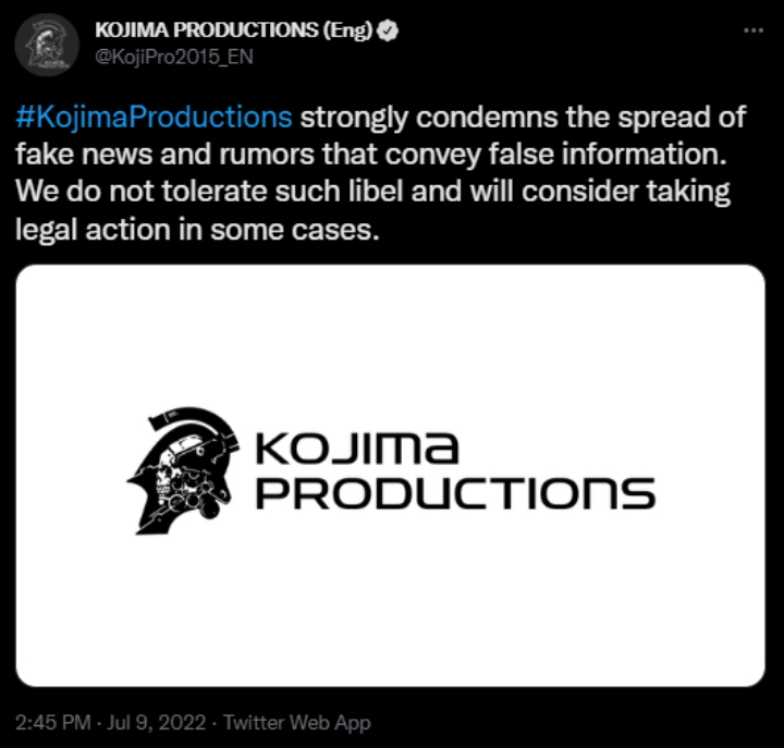 Media Showed Kojima as Killer; Developer Announces Lawsuits - picture #2