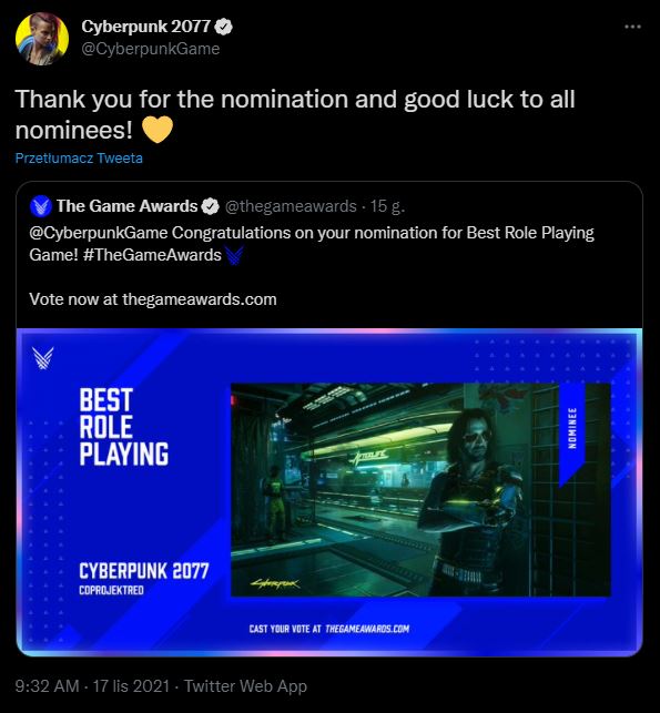 Cyberpunk 2077 as RPG of the Year? CD Projekt Appreciates Nomination, Players Criticize It - picture #1