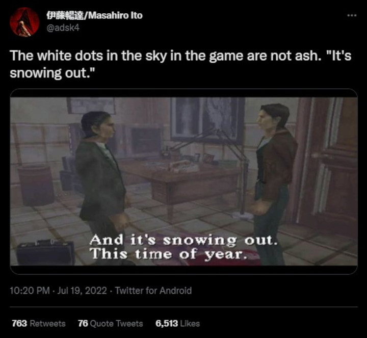 Silent Hill designer clarifies that it's snow, not ash, in Silent Hill