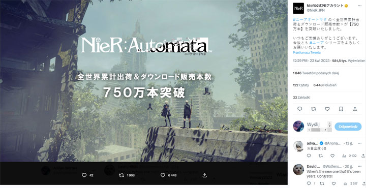 Great Sales Results of NieR: Automata - picture #1