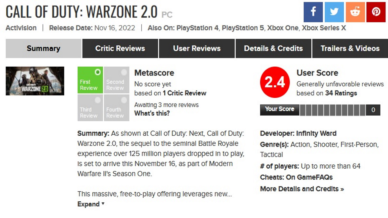 Warzone 2 Flooded With Negative Reviews for Many Reasons - picture #1
