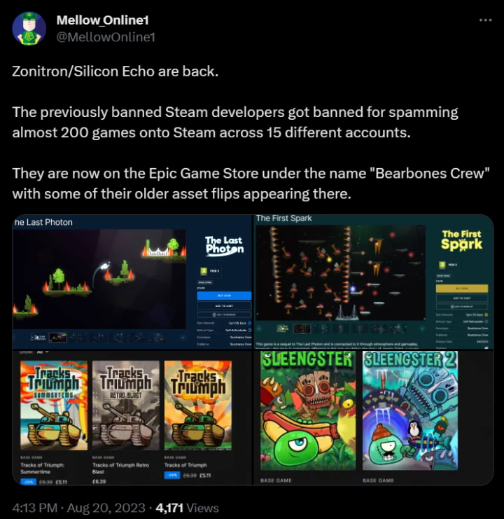 Epic Games Store Adopts Shovelware Game Developer, That Got Kicked From Steam a Few Years Ago - picture #1