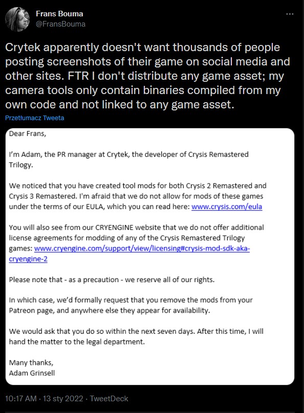 Crytek and Modder Battle Over Photo Mode in Crysis 2 and Crysis 3 Remasters - picture #1