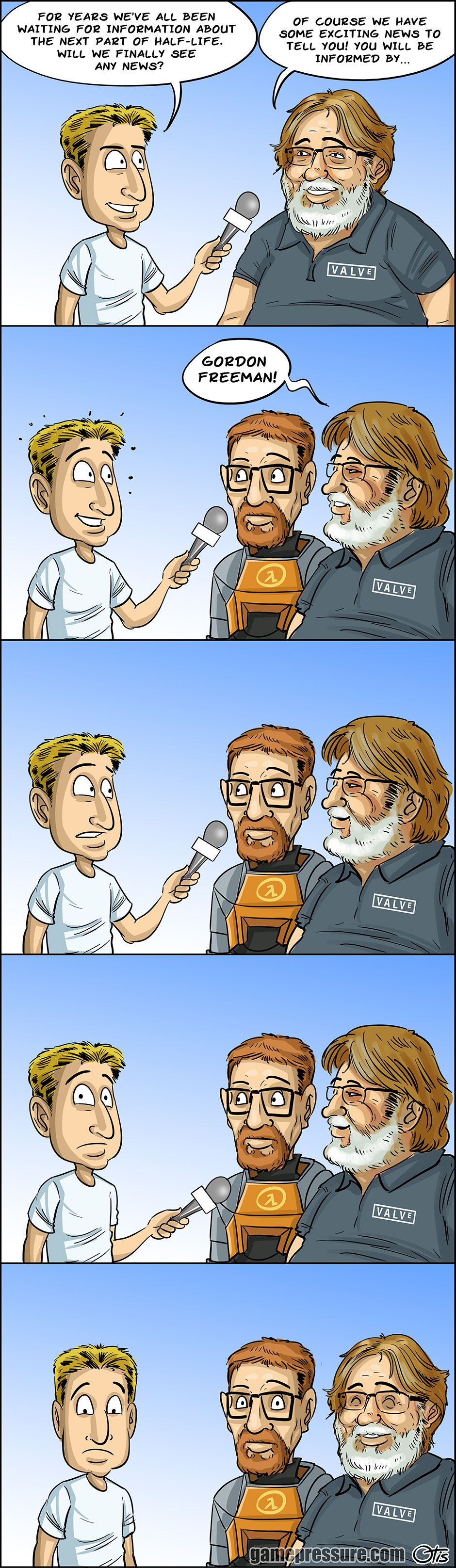 This is how GabeN delivers news about Half-Life 3, comics Cartoon Games, #214. The only person that knows something about Half-Life 3 is HIM.