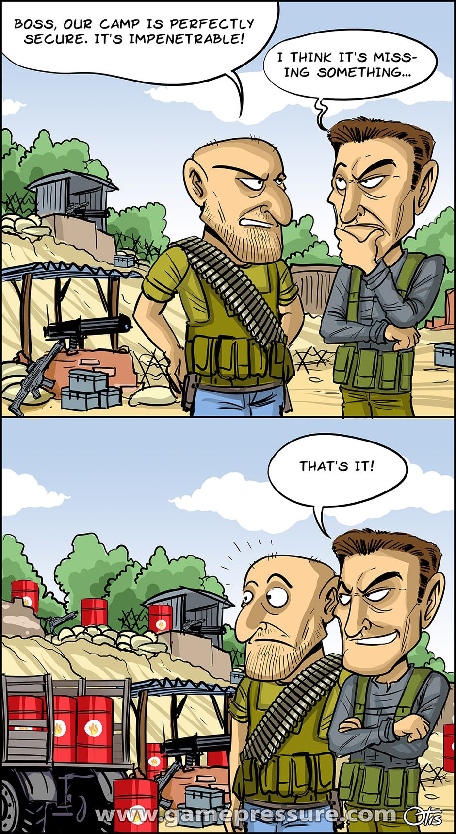Game Realism - Base, comics Cartoon Games, #127. How not to fortify your base...