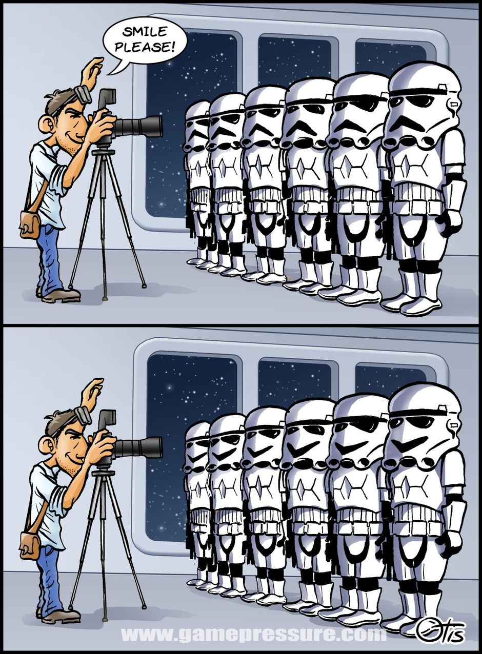 Smile Stormtroopers!, comics Cartoon Wars, #5. And say cheese.