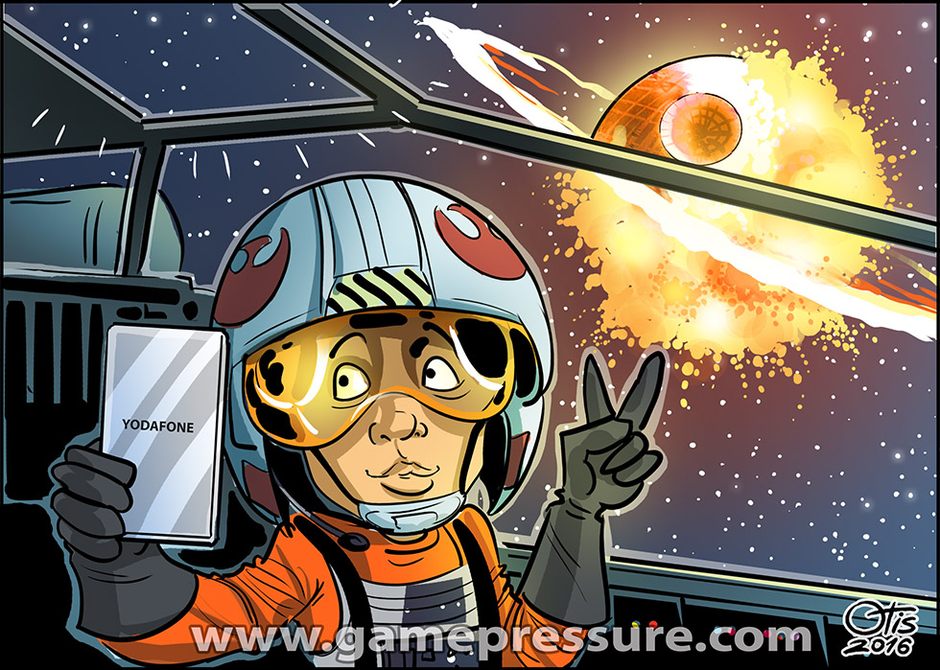 Star Selfie, comics Cartoon Wars, #85. Cool guys take a selfie with explosions.