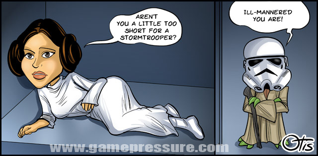 Little Stormtrooper, comics Cartoon Wars, #56. Good question princess Leia...