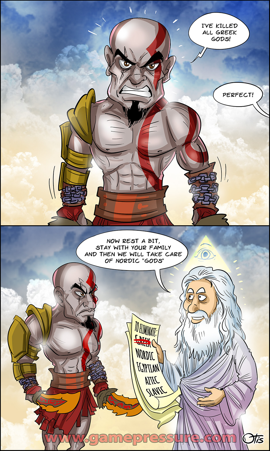 Kratos is ready for some god-slaying, comics Cartoon Games, #234. He's done with the Greek gods, now what?!