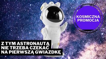 Sam wyświetl pierwszą gwiazdkę. Ten uroczy projektor w kształcie astronauty zabierze wszystkich w podróż przez galaktykę