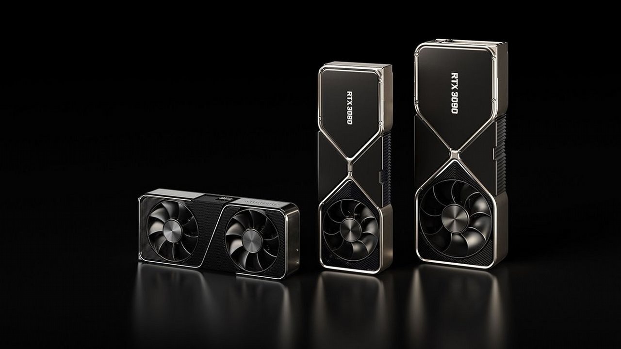 GeForce RTX 3090, 3080 i 3070 razem na zdjęciu, znamy wymiary.