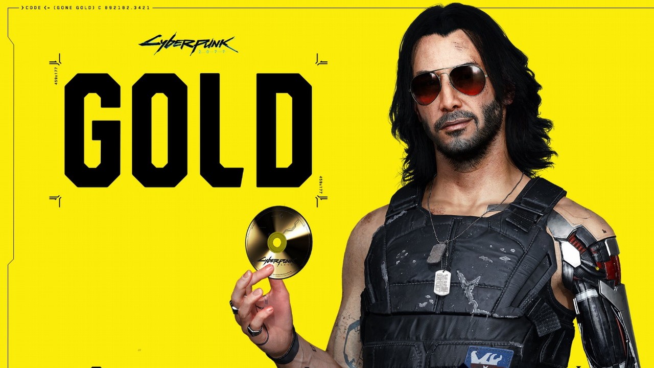 Cyberpunk 2077 ukończony; gra w złocie.