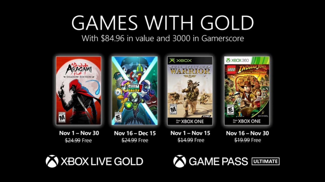 Games with Gold na listopad - m.in. Aragami i LEGO Indiana Jones.