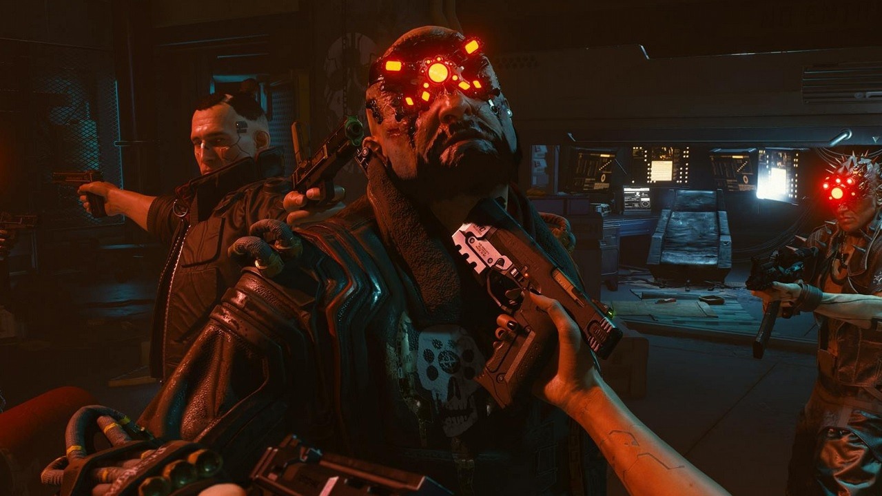 Fragmenty gameplayu z Cyberpunk 2077 - kreator postaci i Johnny Silverhand.