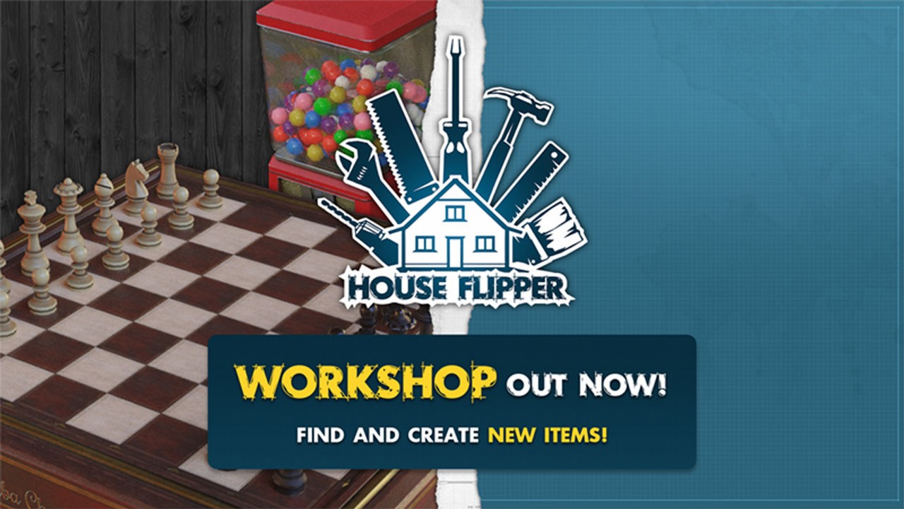 House Flipper ze Steam Workshop i narzędziami moderskimi.