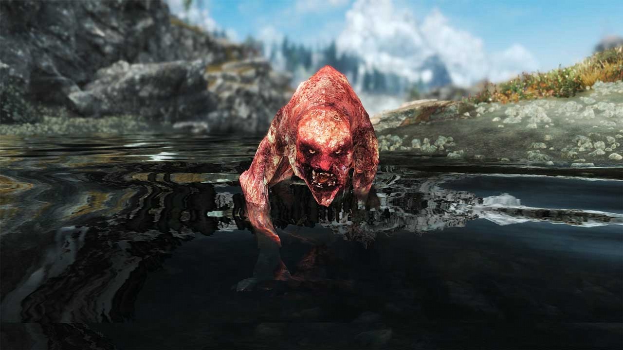Wiedźmin w świecie Skyrim dzięki modyfikacji A Witcher's Adventure.