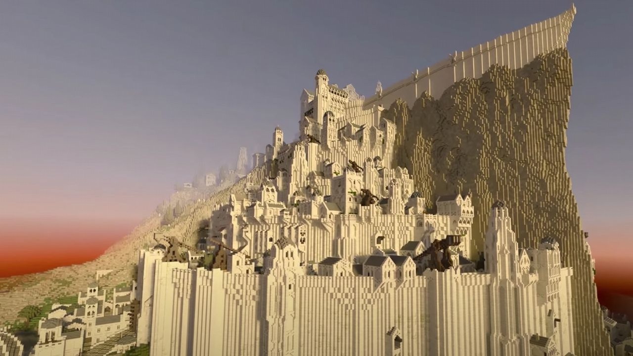 Władca Pierścieni w Minecraft - Minas Tirith pokazuje moc ray tracingu.