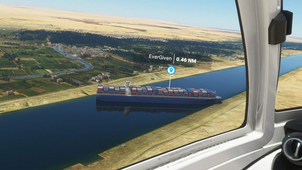 Kontenerowiec Ever Given został odtworzony w Microsoft Flight Simulator.