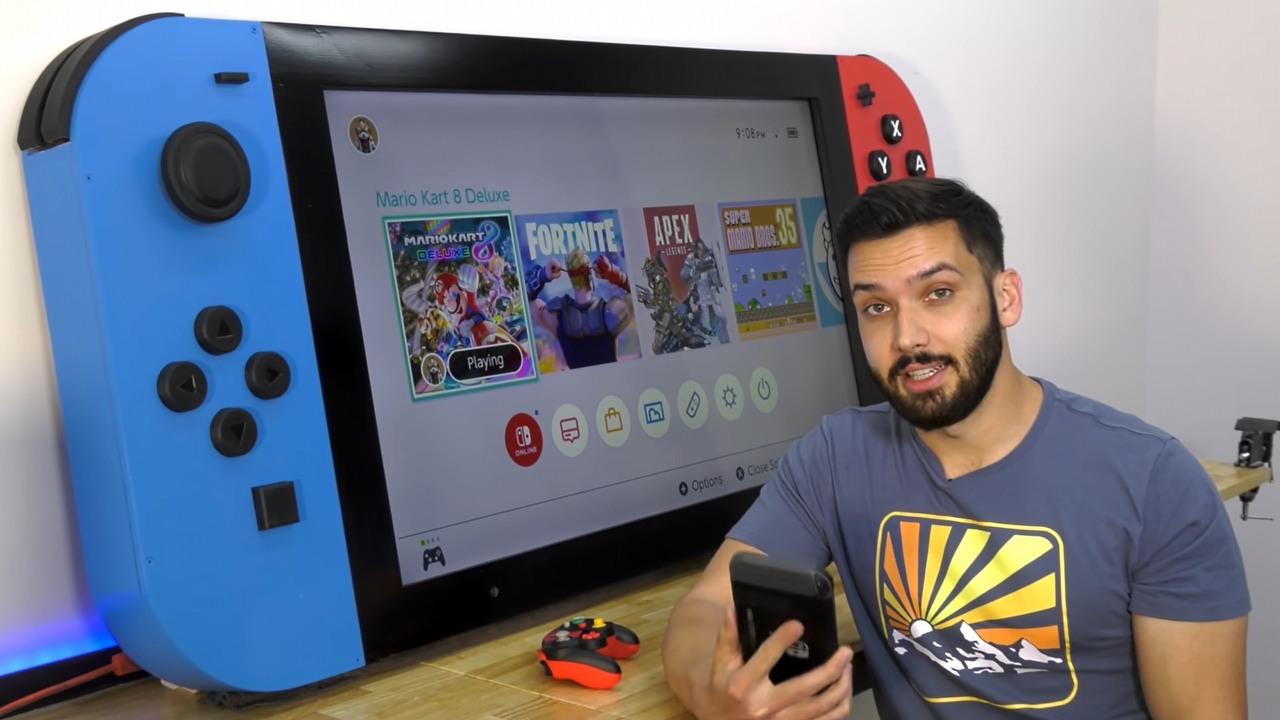 Youtuber zbudował największe działające Nintendo Switch na świecie. Obsługuje 4K.