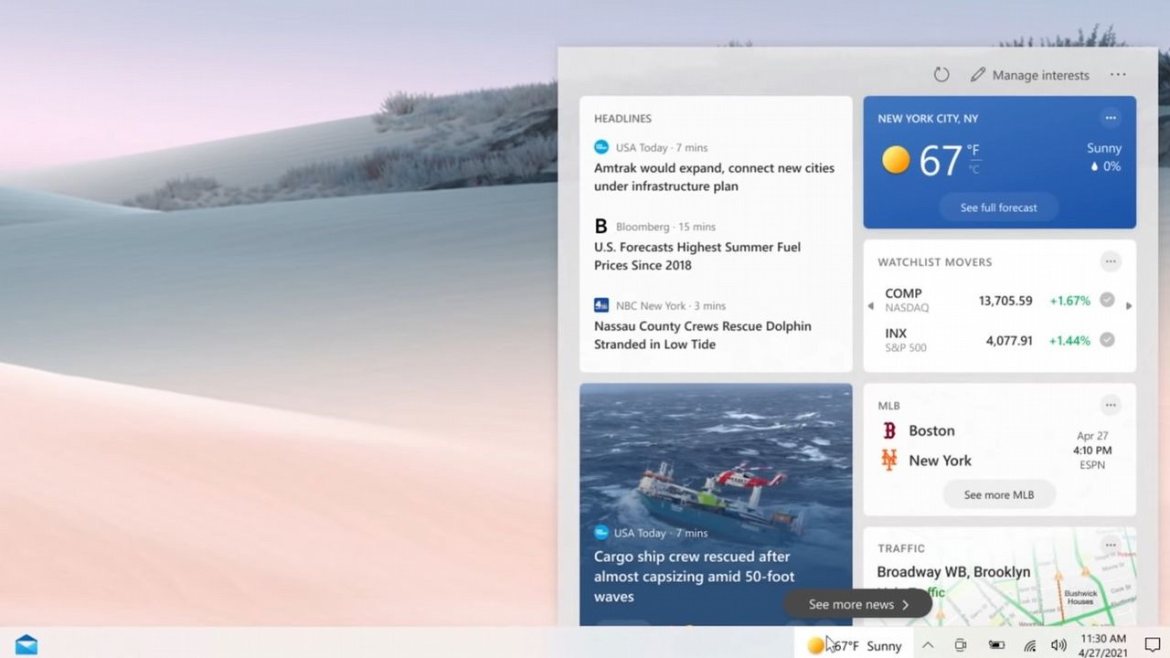 Windows 10 otrzyma widget pogodowy na pasku zadań.