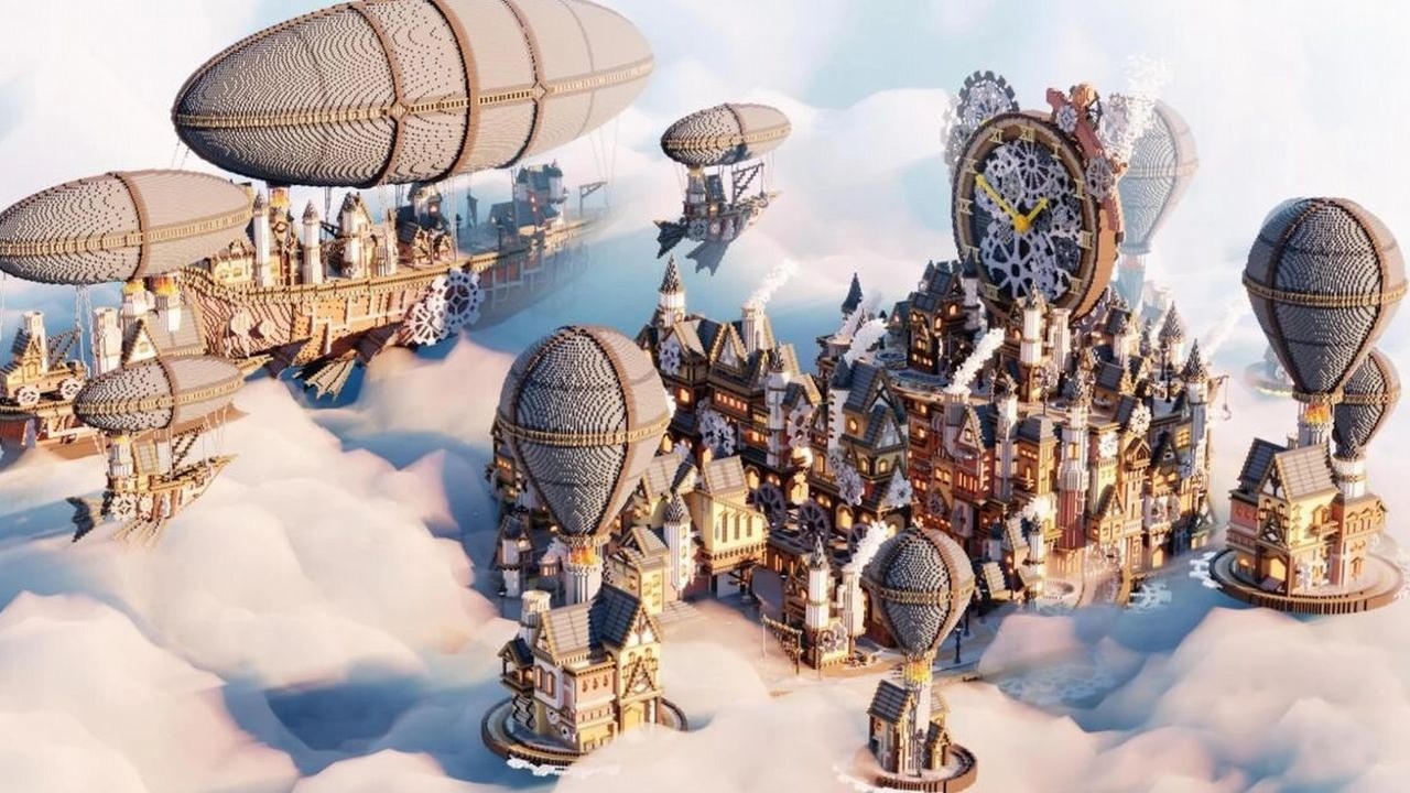 Minecraft - steampunkowe miasto olśniewa skalą i detalami.