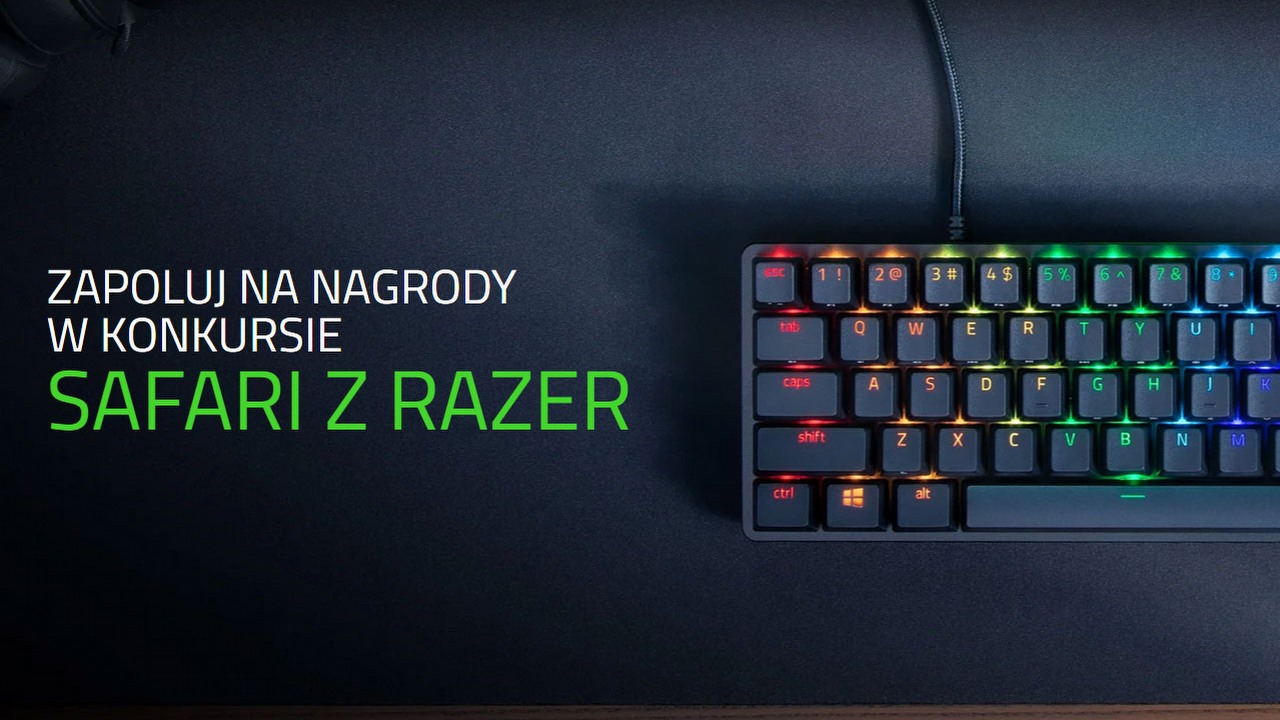 Weź udział w Safari z Razer i wygraj klawiaturę Razer Huntsman Mini.