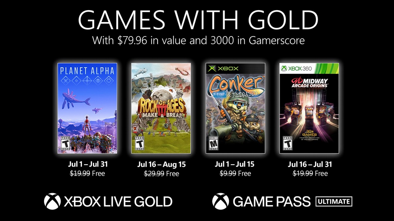 Games with Gold na lipiec 2021 (m.in. Planet Alpha i Rock of Ages III).