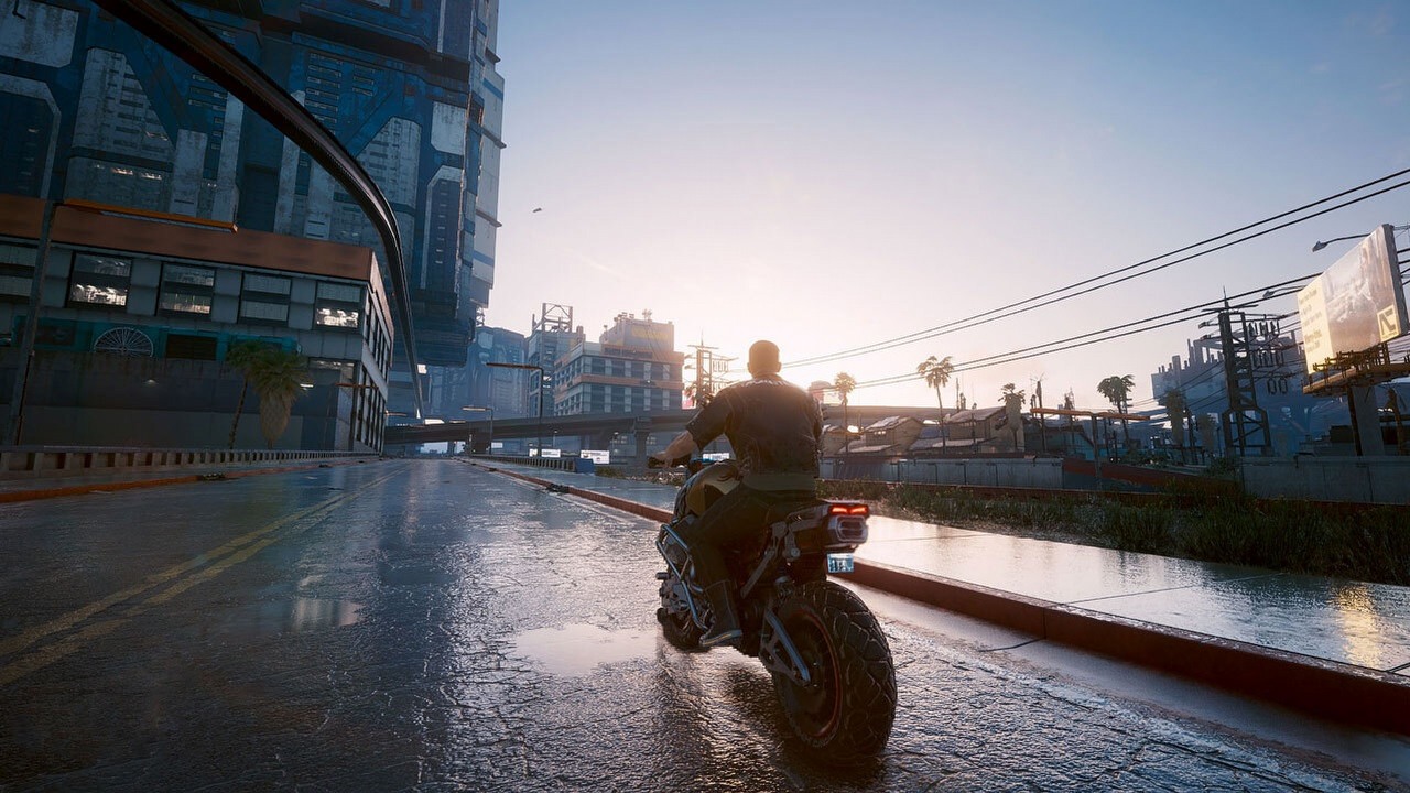 Deszczowe ulice w Cyberpunku 2077; zobacz porównanie po patchu 1.31.