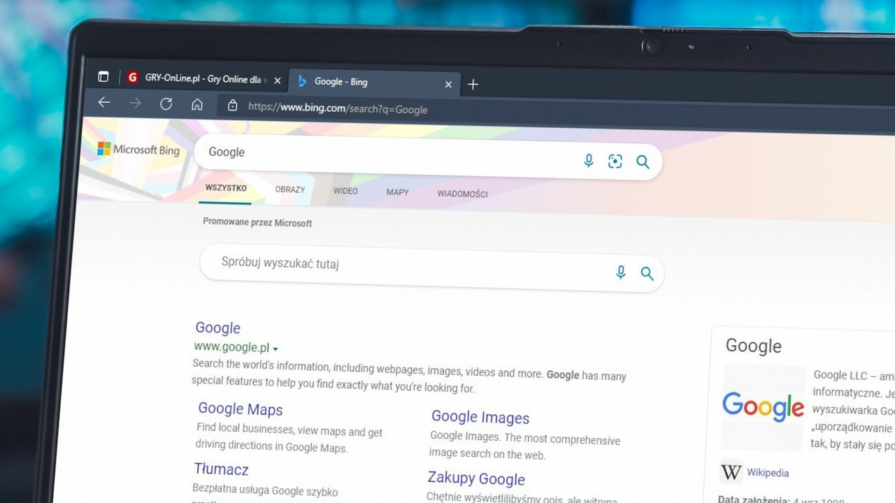 Google najpopularniejszą frazą w wyszukiwarce Bing.