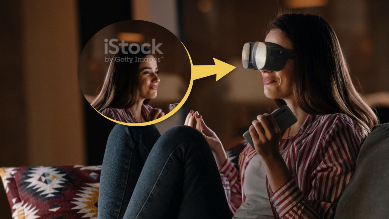 Promocja przy pomocy Photoshopa; Gogle VR od HTC doklejone do gotowych zdjęć.