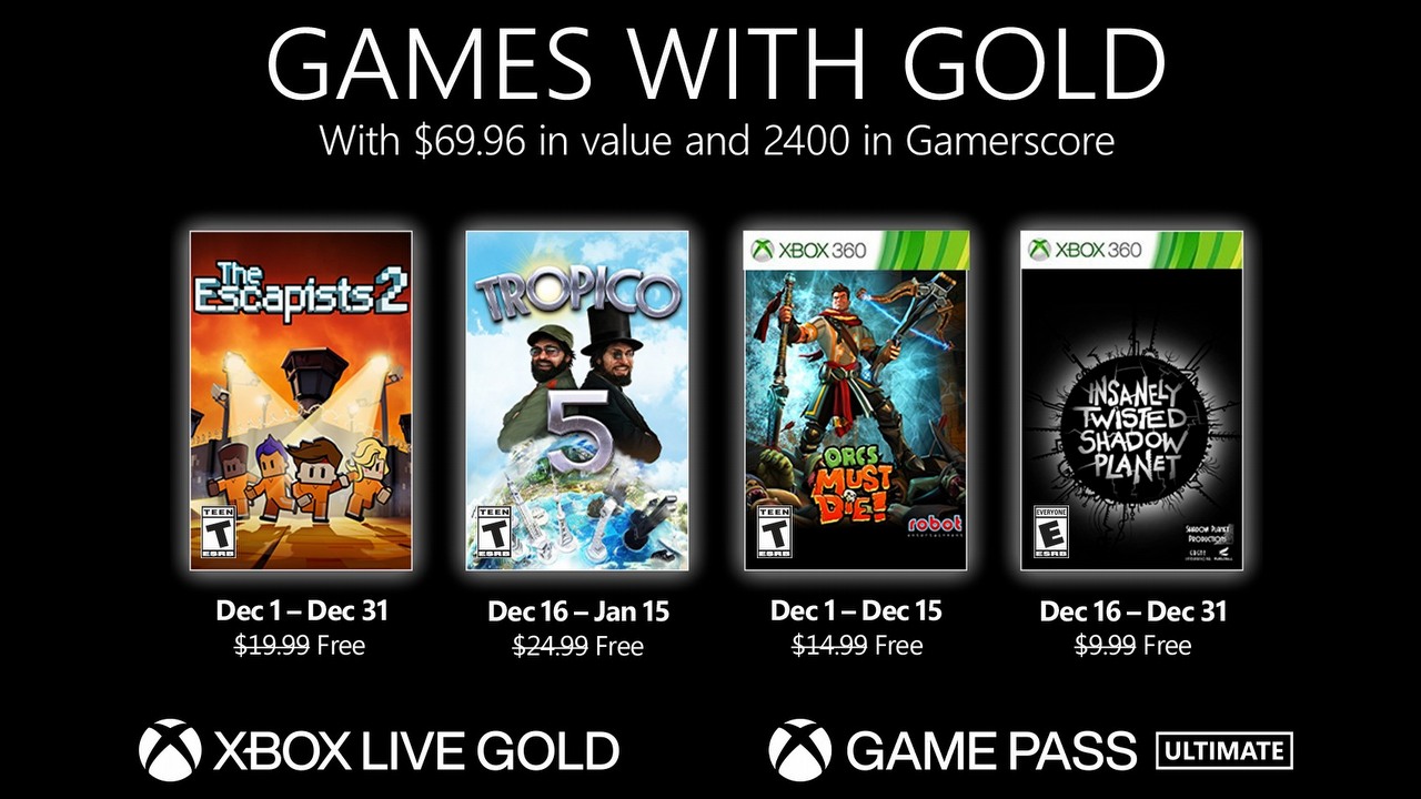Games with Gold na grudzień 2021 (m.in. Tropico 5 oraz The Escapists 2).