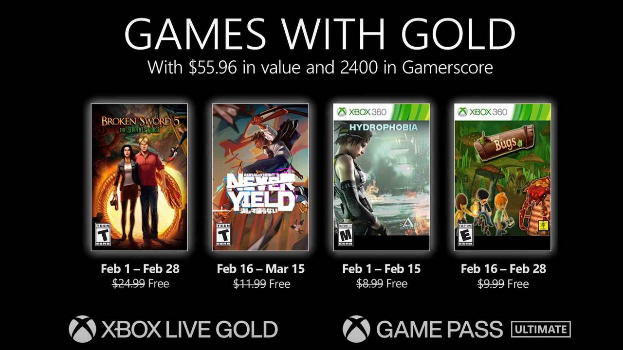 Games with Gold na luty 2022 (m.in. Broken Sword 5 i Hydrophobia).