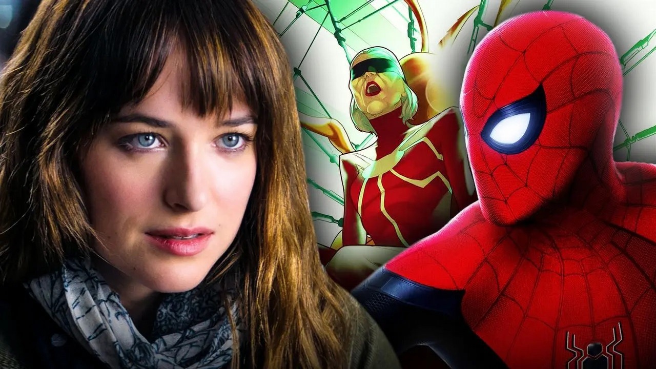 Gwiazda 50 twarzy Greya jako bohaterka z uniwersum Spider-Mana.