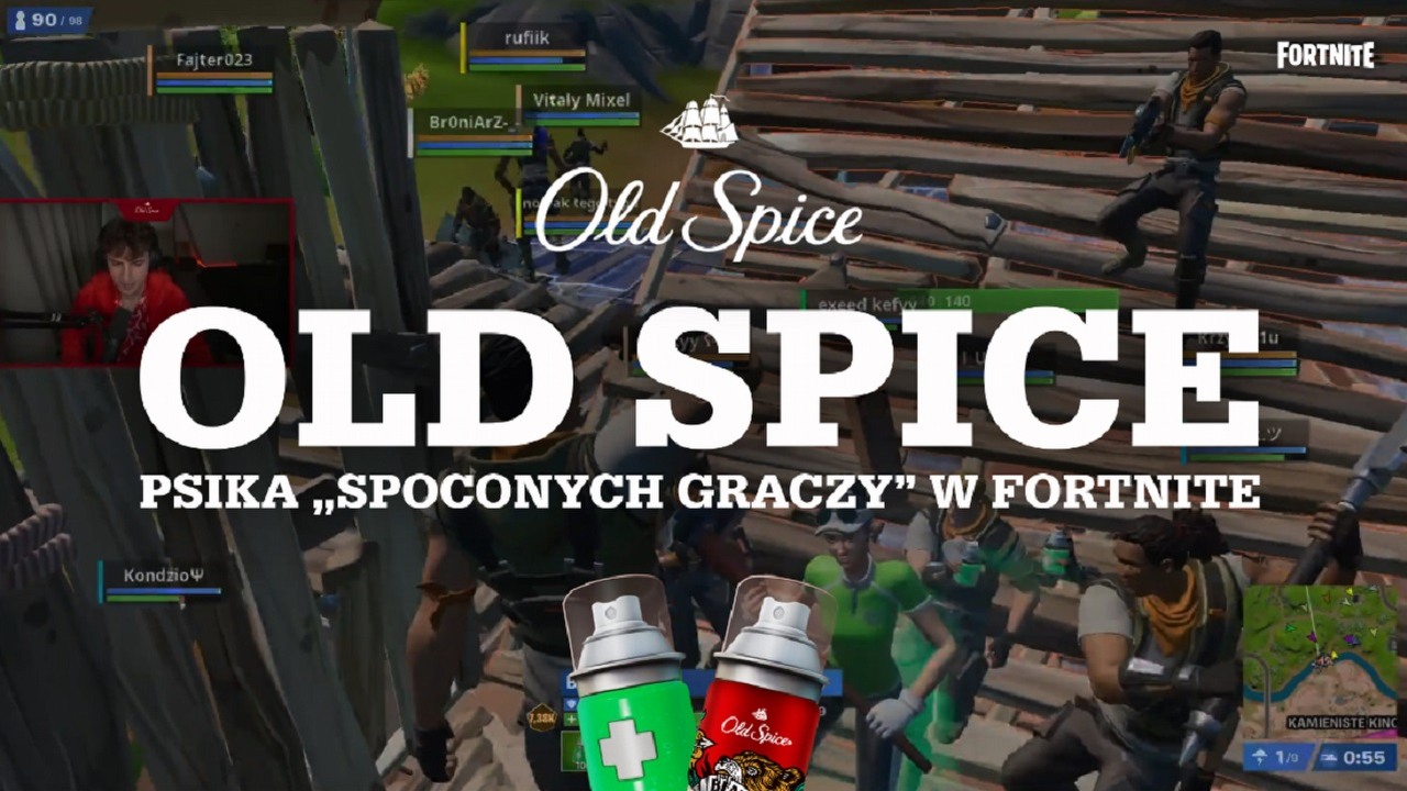 Old Spice w Fortnite; „spoceni” gracze psikali się w grze.