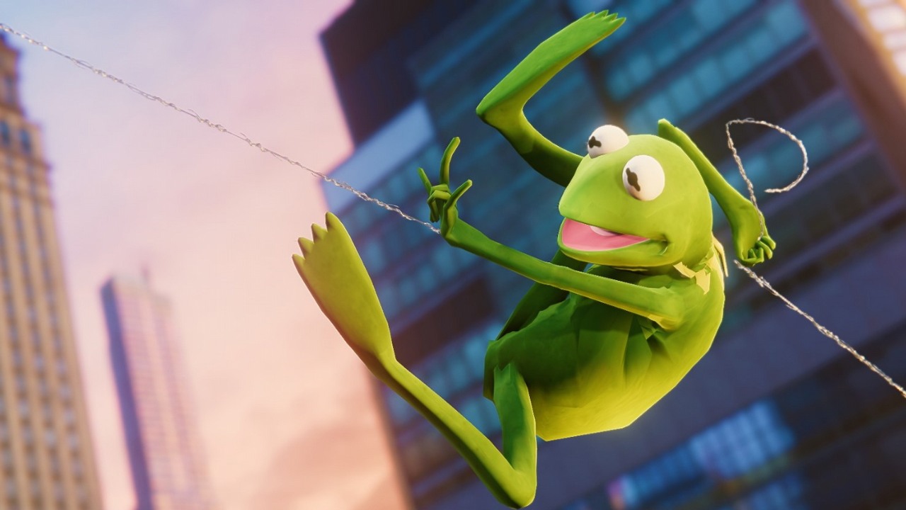 Kermit Żaba spuszcza łomot wrogom w Spider-Manie na PC.