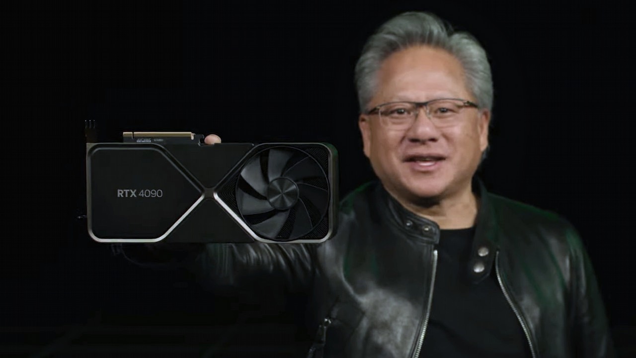 RTX 4090 przytłacza rozmiarem, porównanie pokazuje problem, źródło grafiki: Nvidia / GTC.
