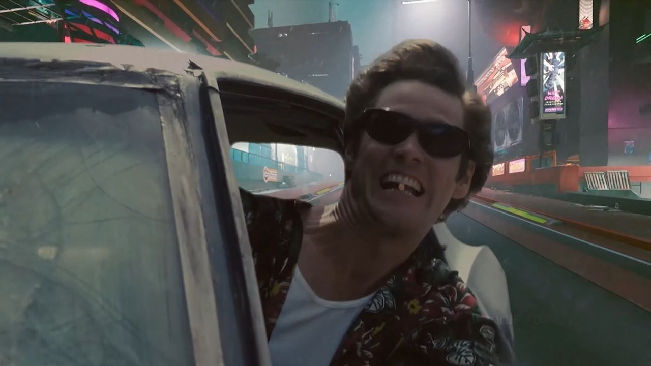 Jim Carrey w Cyberpunk 2077, ta przeróbka to internetowy hit, źródło grafiki: YouTube | eli_handle_b.wav.