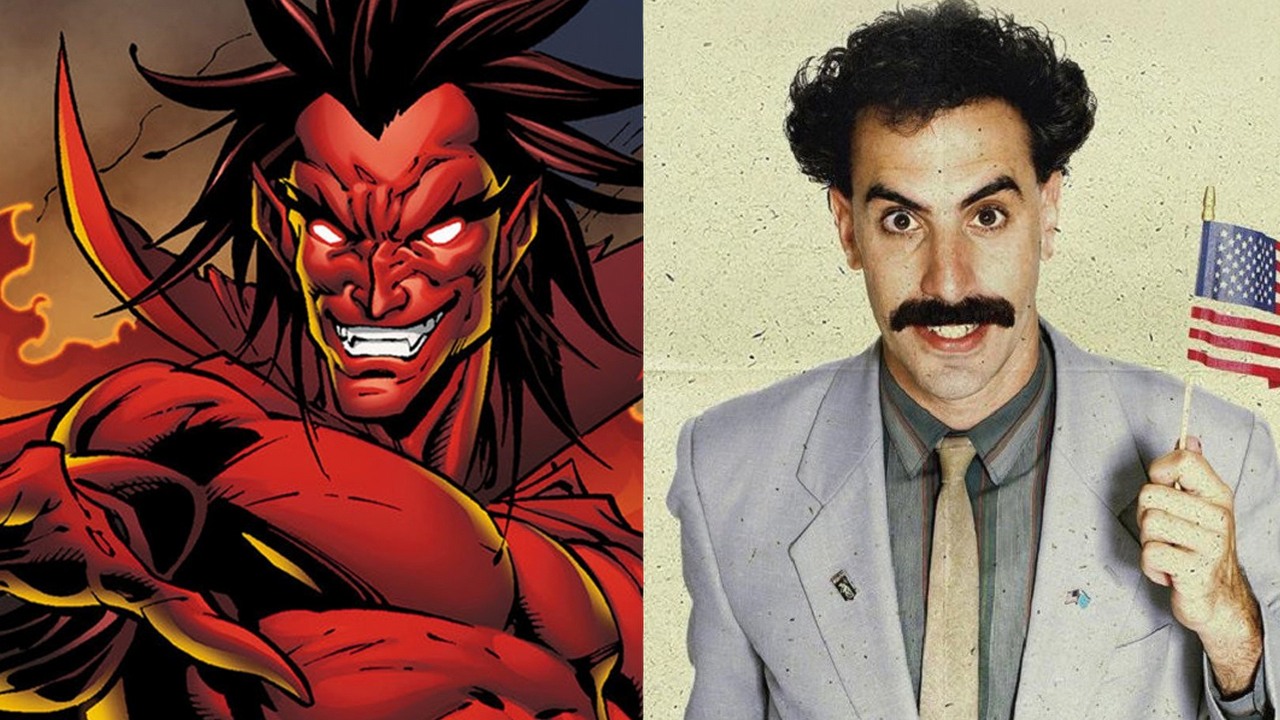Sacha Baron Cohen dołączy do MCU? Wiemy, kogo może zagrać, źródło grafiki: Mephisto; Marvel Comics oraz Borat; reż. Larry Charles; Cinepix; 2006.