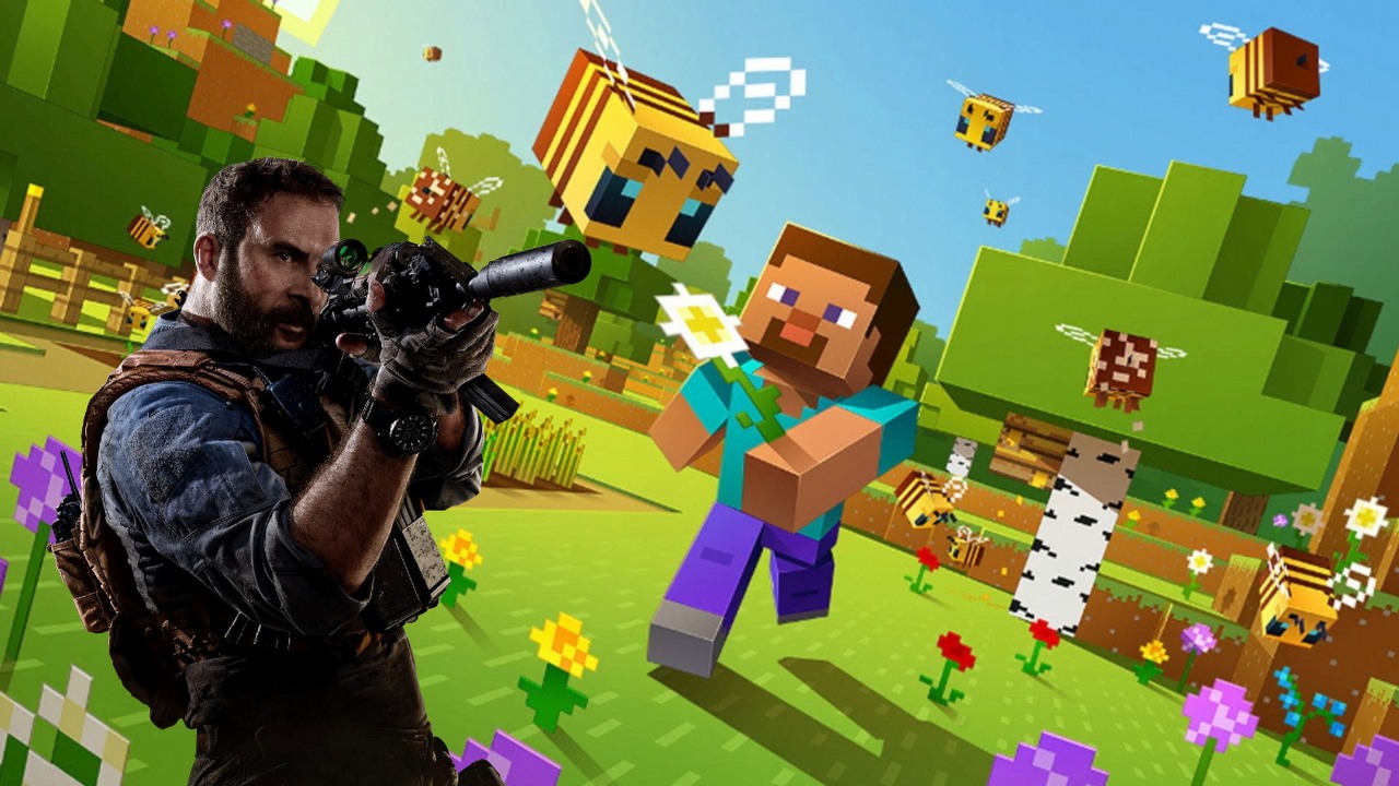 Call of Duty będzie jak Minecraft? Szef Xboxa zdradza plan na markę, źródło grafiki: Activision Blizzard, Mojang Studios.