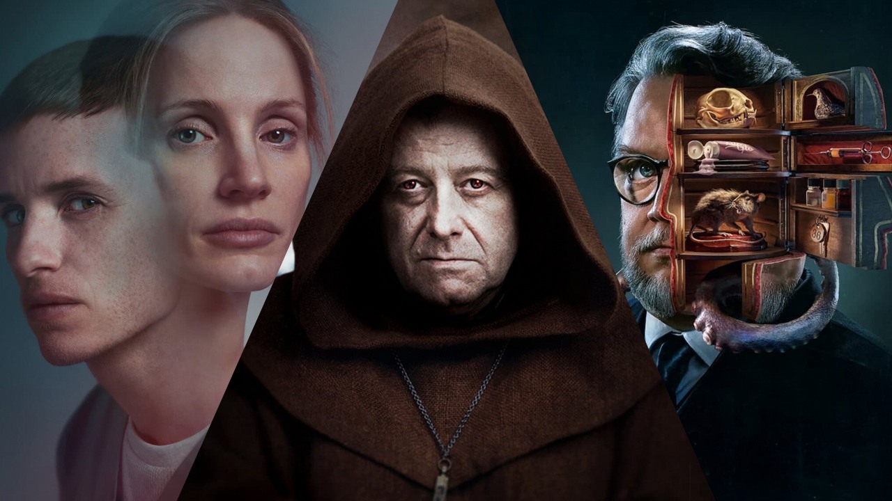 Co obejrzeć na Netflixie w weekend 28-30 października 2022 roku, źródło grafiki: Dobry opiekun, Tobias Lindholm, Netflix, 2022 / Ostatnia wieczerza, Bartosz M. Kowalski, Netflix, 2022 / Gabinet osobliwości Guillermo del Toro, Guillermo del Toro, Netflix, 2022.