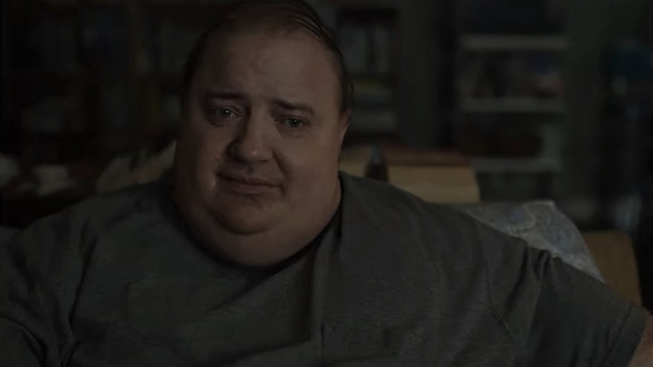 Zobacz wzruszający powrót Brendana Frasera w zwiastunie filmu Wieloryb, źródło grafiki: YouTube, A24, 2022.