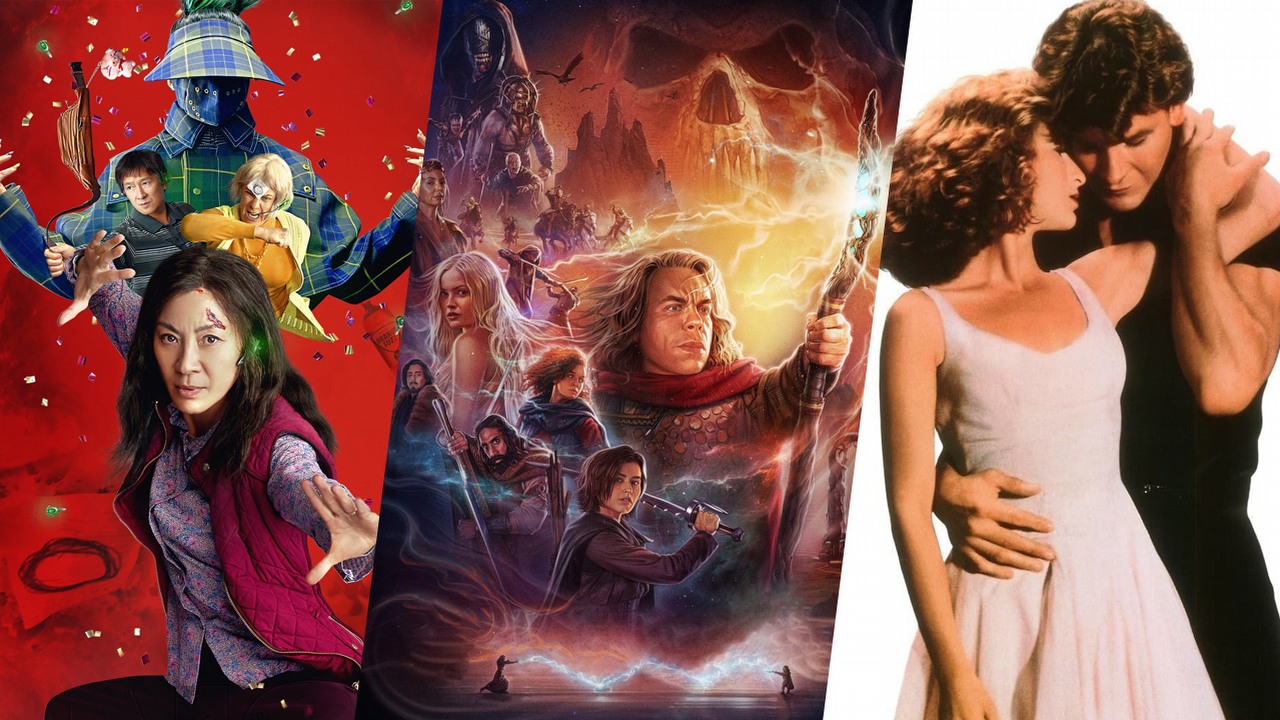Co obejrzeć na Netflix, HBO Max, Disney Plus i Prime Video w weekend 2-4 grudnia 2022 roku, źródło grafiki: Wszystko wszędzie naraz, Daniel Kwan i Daniel Scheinert, A24, 2022 / Willow, Jonathan Kasdan, Disney+, 2022 / Dirty Dancing, Emile Ardolino, Vestron Pictures, 1987.