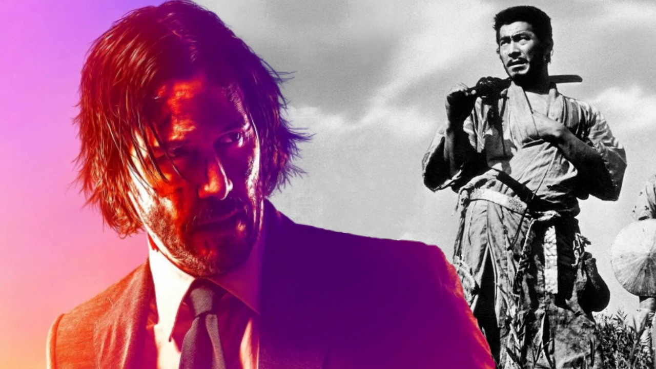 Reżyser Johna Wicka 4 o inspirowaniu się kinem samurajskim i motywie nowej części, źródło grafiki: John Wick 4, Chad Stahelski, Lionsgate, 2023, Siedmiu samurajów, Akira Kurosawa, Toho Company, 1954.