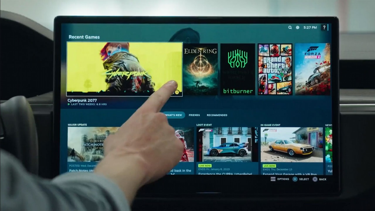 Steam już oficjalnie na Teslach, Elon Musk cieszy się z Cyberpunka 2077 i Elden Ring, źródło grafiki: Tesla.