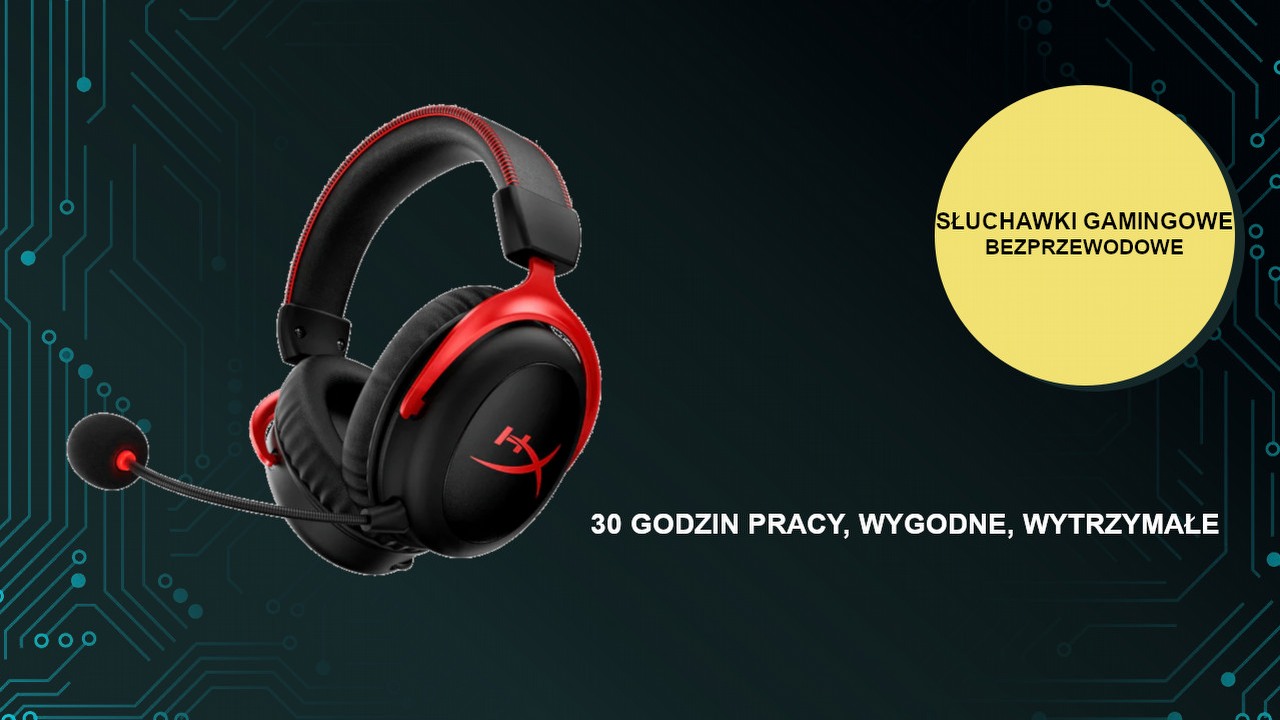 Słuchawki bezprzewodowe z doskonałą baterią - HyperX Cloud II Wireless, źródło grafiki: HyperX.