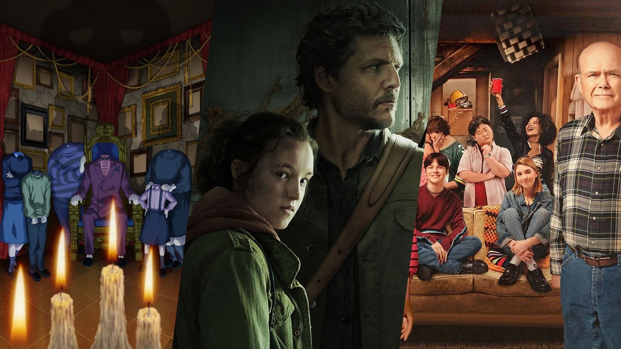 Co obejrzeć na Netflix, HBO Max, Disney Plus i Prime Video w weekend 20-22 stycznia 2023 roku, źródło grafiki: Junji Ito: Makabryczne japońskie opowieści, Shinobu Tagashira, Netflix, 2023; The Last of Us, Craig Mazin i Neil Druckmann, HBO, 2023 / Różowe lata 90., Gregg Mettler, Netflix, 2023.