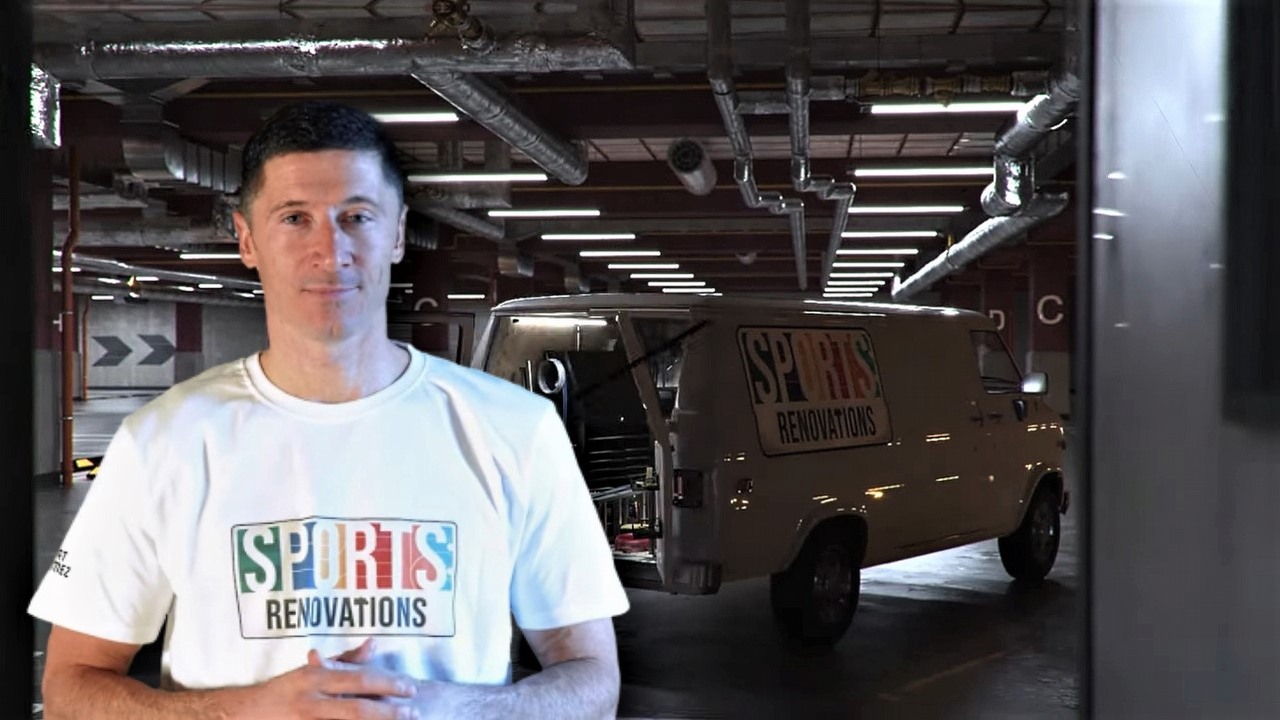 Robert Lewandowski zapowiada grę o remontach starych obiektów sportowych, źródło grafiki: YouTube, MovGS Publishing, 2023.