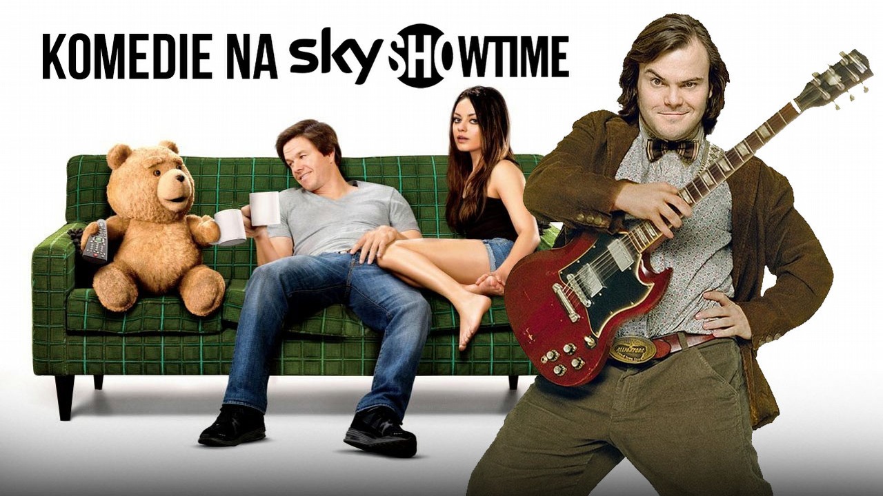 Najlepsze komedie na SkyShowtime 2023, nasze top 10, źródło grafiki: Ted, reż. Seth MacFarlane, Bluegrass Films 2012; The School of Rock, reż. Richard Linklater, Paramount Pictures 2003.