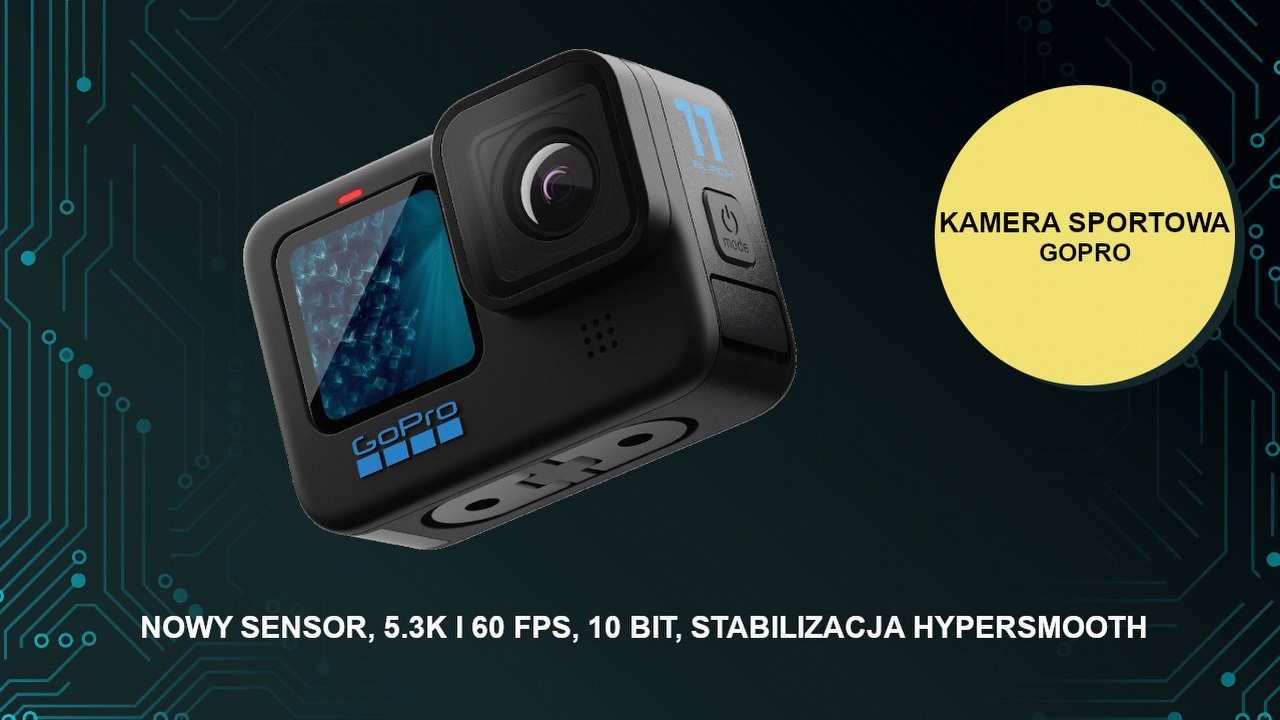 Kamera sportowa z najlepszą stabilizacją obrazu i blokadą horyzontu.